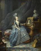 unknow artist Marie Therese of Savoy, Countess of Artois pointing to a portrait of her mother and overlooked by abust of her husband Spain oil painting artist